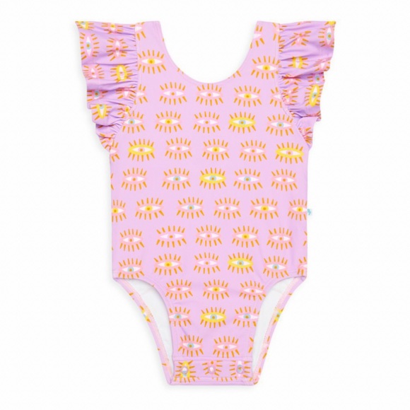 Posh Peanut evil eye baby girl purple one piece bathing suit - Picture 2 of 9